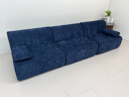🌌 Midnight Bamboo Sofa – Three-Seater (Deep Blue)