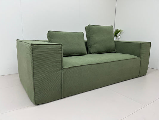🟩 Tofu Cube Sofa – Two-Seater (Soft Olive)