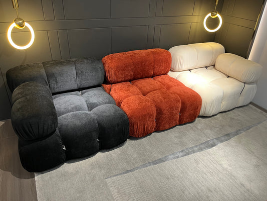 🟠⚫⚪ Trio Pop Sofa – Three-Seater (Black · Orange · White)