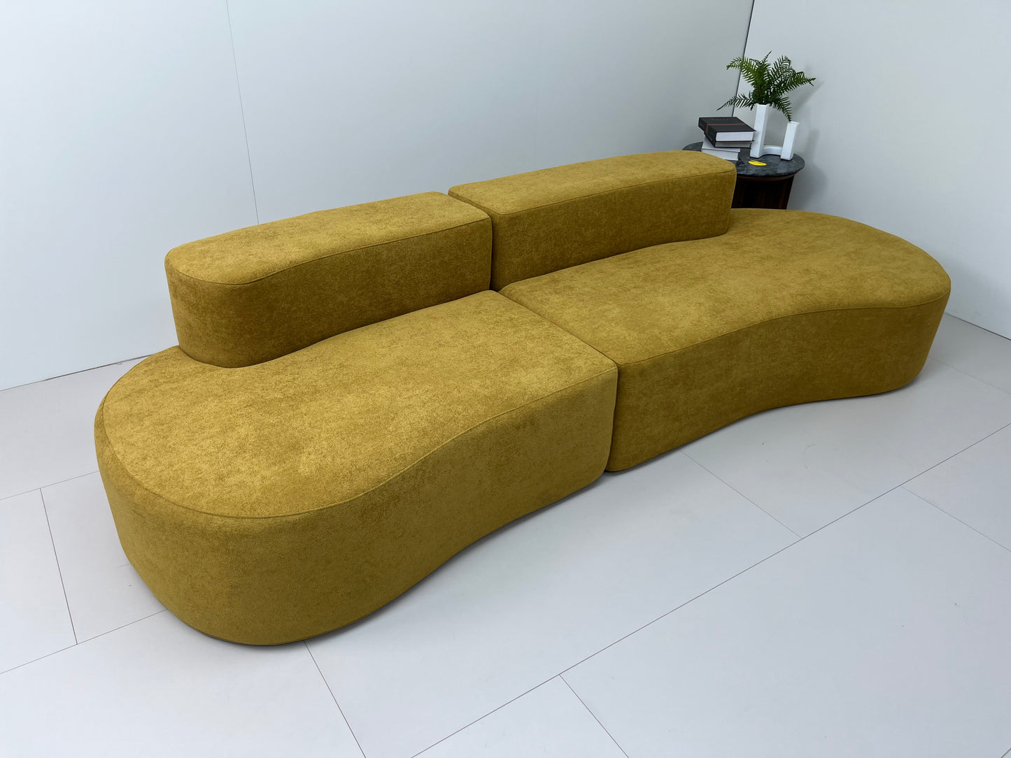 🛋️ Cashew Sofa – Golden Olive
