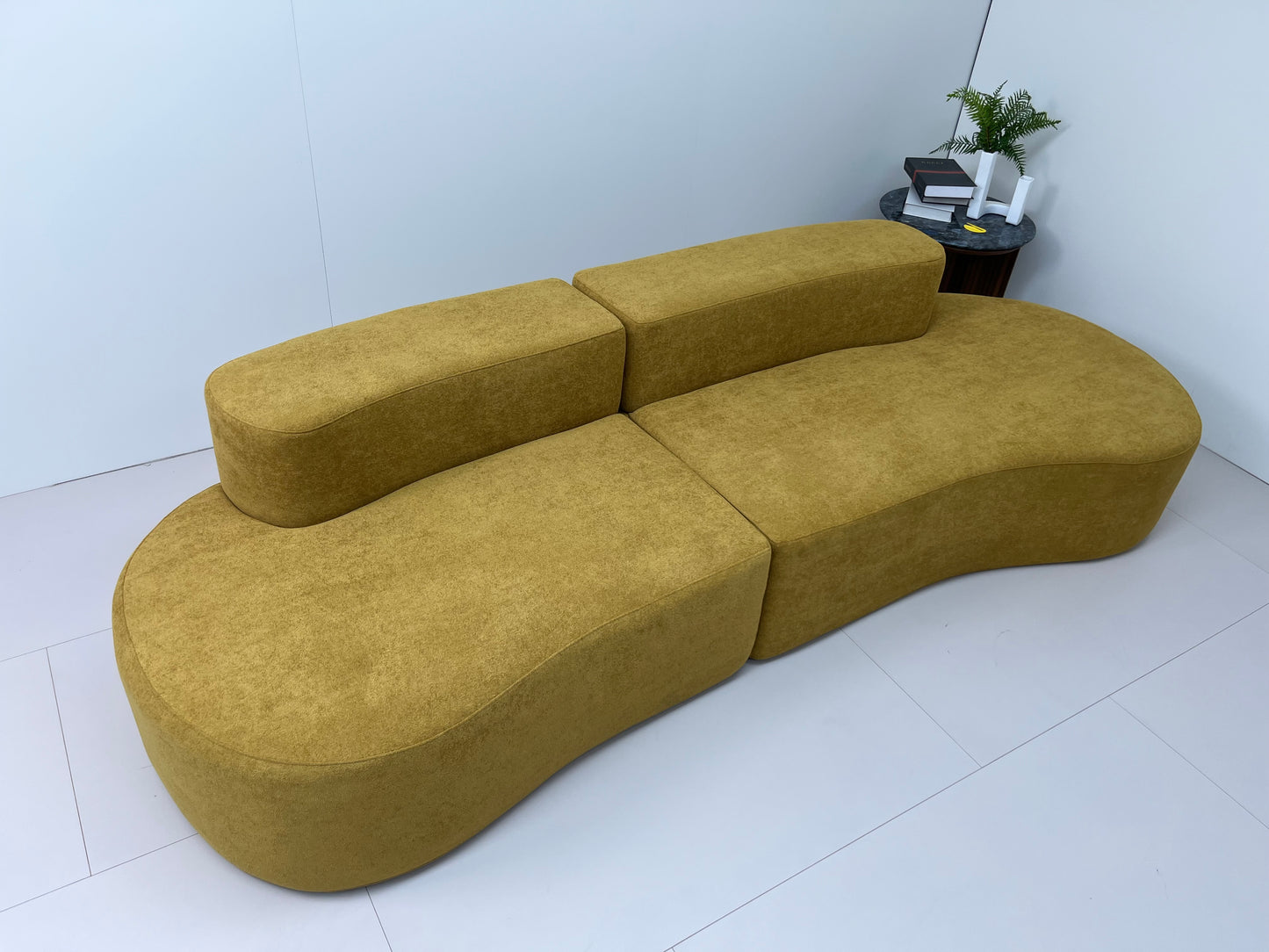 🛋️ Cashew Sofa – Golden Olive
