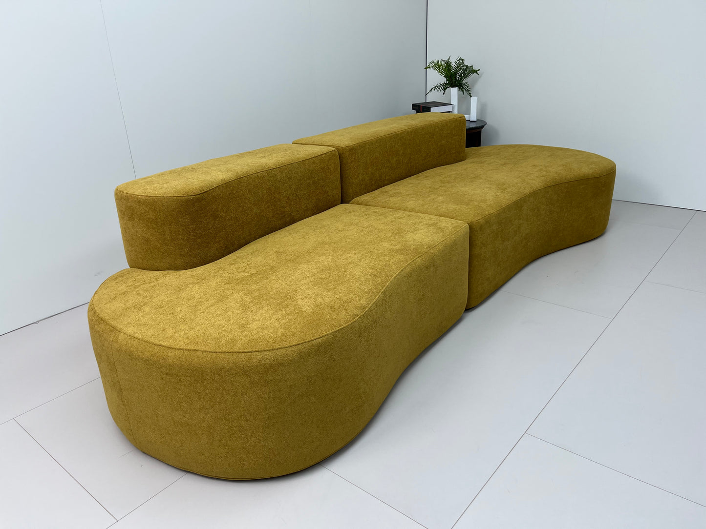 🛋️ Cashew Sofa – Golden Olive