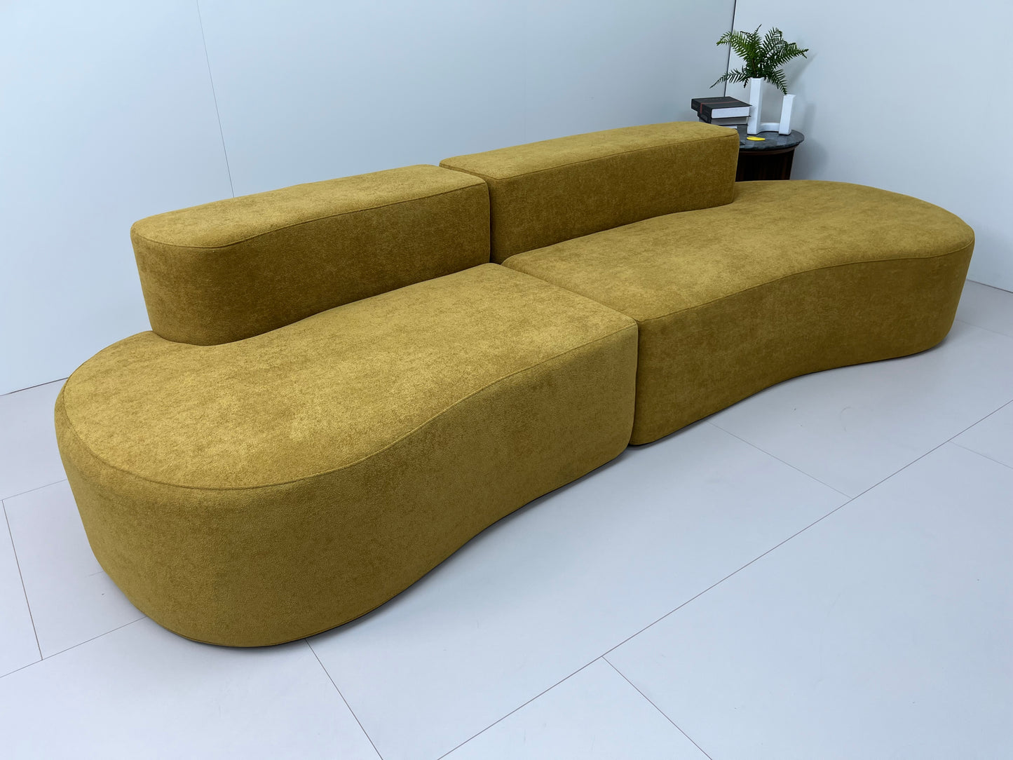 🛋️ Cashew Sofa – Golden Olive